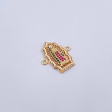 Herraje Virgen de Guadalupe 2.9gr / 2.3cm / Circones Fucsias Verdes Blancos Oro Amarillo 18K $