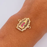 Herraje Virgen de Guadalupe 2.8gr / 2.3cm / Circones Fucsias Verdes Blancos Oro Amarillo 18K $
