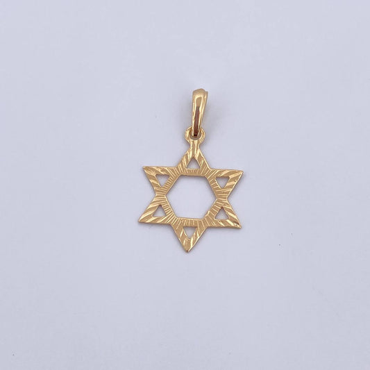 Dije Estrella De David 0.85gr / 2.6cm / Diamantada Oro Amarillo 18K &