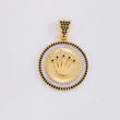 Dije Medalla Corona 6.95g / 3.6cm Dos Oros Amarillo Blanco 18K