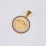 Dije Medalla Corona 6.95g / 3.6cm Dos Oros Amarillo Blanco 18K