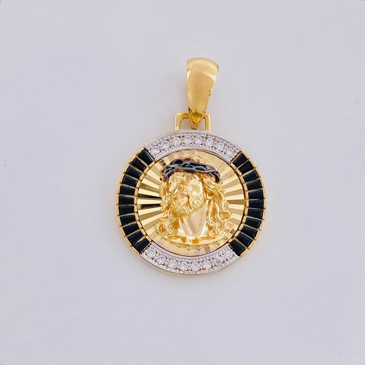 Dije Medalla Rostro Jesus 6.7g / 3.4cm Dos Oros Amarillo Blanco 18K