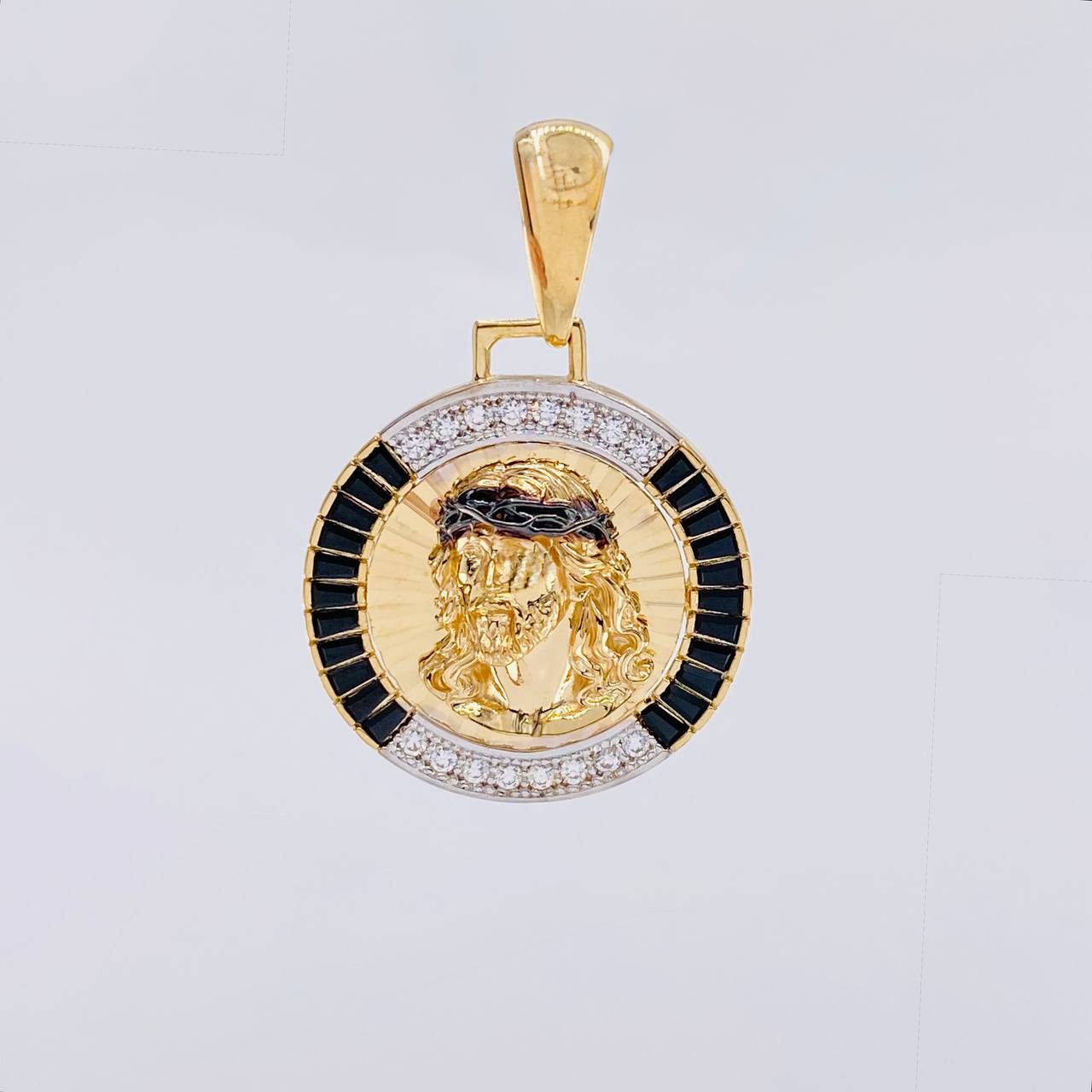 Dije Medalla Rostro Jesus 6.7g / 3.4cm Dos Oros Amarillo Blanco 18K