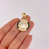 Dije Medalla Corona 5.6g / 3.5cm Dos Oros Amarillo Blanco 18K