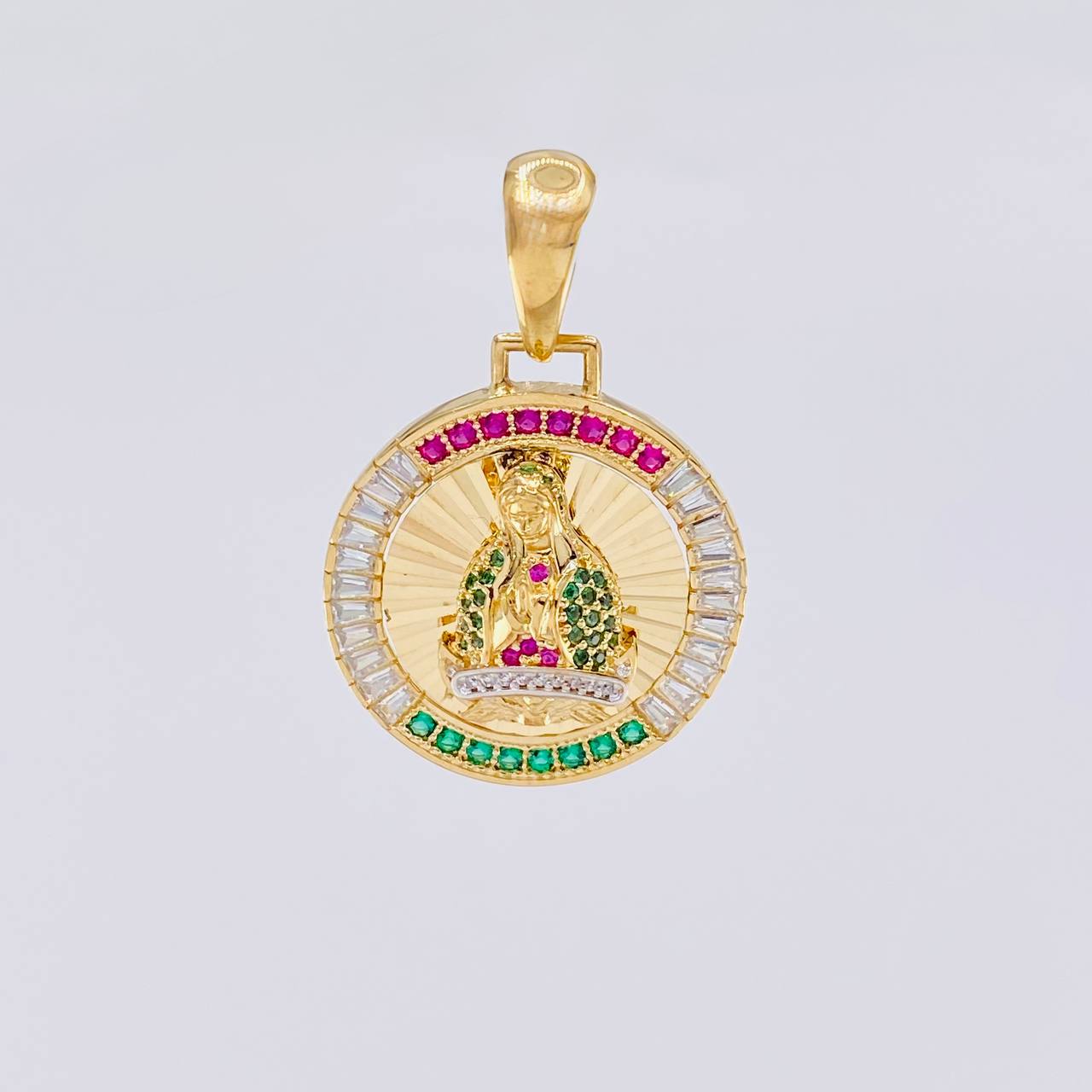 Dije Medalla Virgen Guadalupe 6.8g / 3.4cm Dos Oros Amarillo Blanco 18K