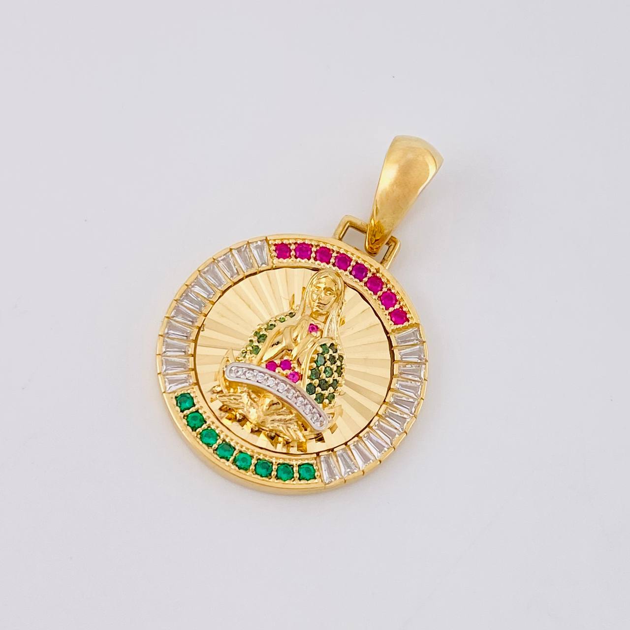 Dije Medalla Virgen Guadalupe 6.8g / 3.4cm Dos Oros Amarillo Blanco 18K