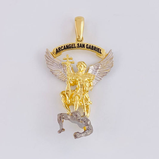Dije Arcangel San Gabriel 20g / 5cm Dos Oros Amarillo Blanco 18K