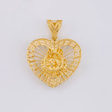 Dije Silueta Corazon Sagrada Familia 13.3g / 4.6cm Dos Oros Amarillo Blanco 18K