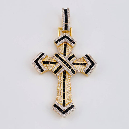 Dije Cruz Entrelazada 19g / 7cm Dos Oros Amarillo Blanco 18K