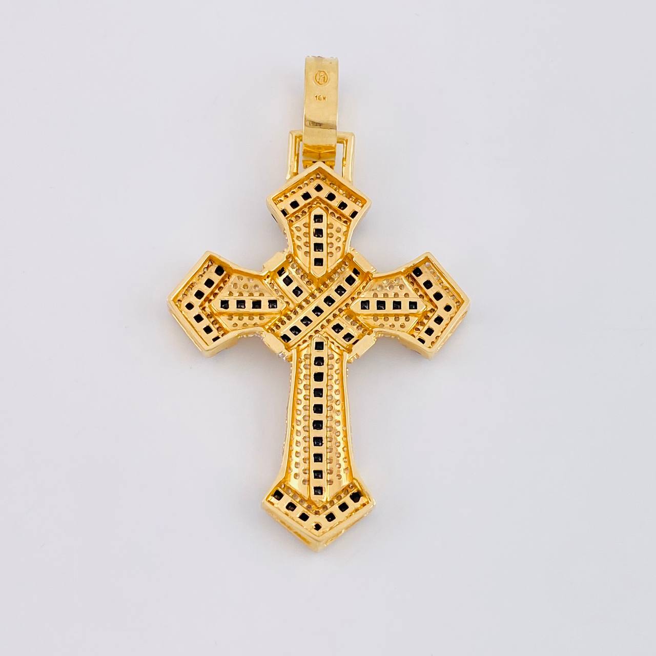 Dije Cruz Entrelazada 19g / 7cm Dos Oros Amarillo Blanco 18K