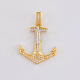 Dije Ancla Cristo 5.4g / 3.8cm Dos Oros Amarillo Blanco 18K