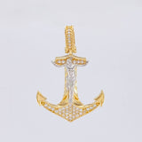 Dije Ancla Cristo 5.4g / 3.8cm Dos Oros Amarillo Blanco 18K