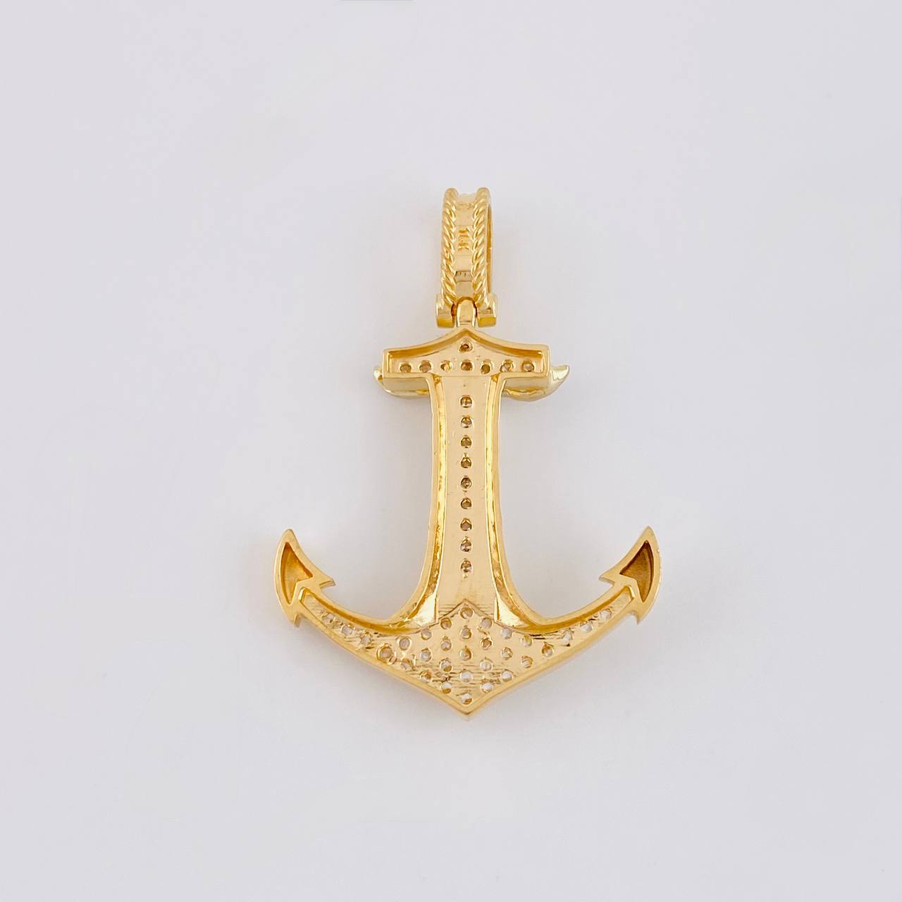 Dije Ancla Cristo 5.4g / 3.8cm Dos Oros Amarillo Blanco 18K