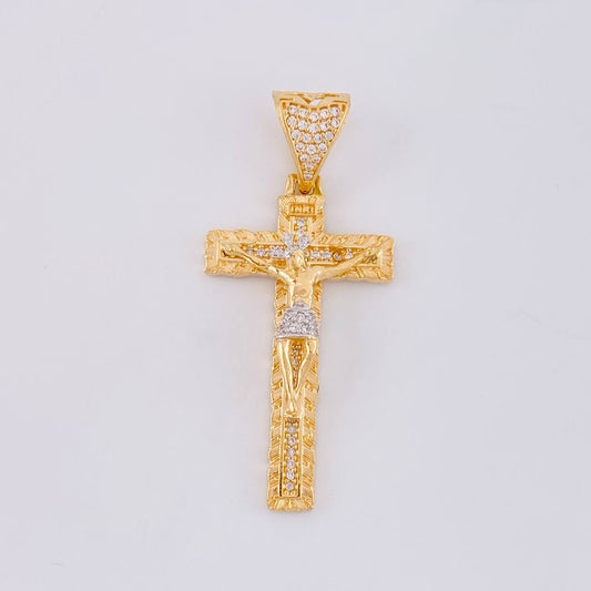 Dije Cruz Cristo 5.85g / 4.5cm Dos Oros Amarillo Blanco 18K