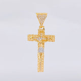 Dije Cruz Cristo 5.85g / 4.5cm Dos Oros Amarillo Blanco 18K
