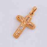 Dije Cruz Cristo 6.6g / 3.8cm Dos Oros Blanco Rosa 18K