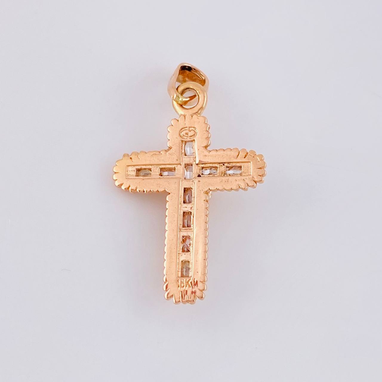 Dije Cruz Cristo 6.6g / 3.8cm Dos Oros Blanco Rosa 18K