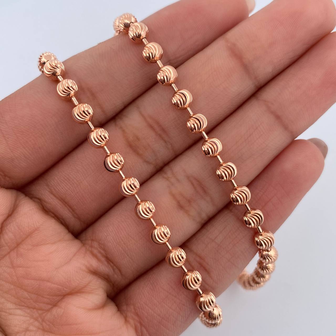 Cadena Militar 27.25gr / 65.5cm / 4mm Diamantado Luna Oro Rosa +3 18K $