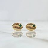 Topos Grano De Café 0.85gr / 1cm / Circon Verde Oro Amarillo 18K ©