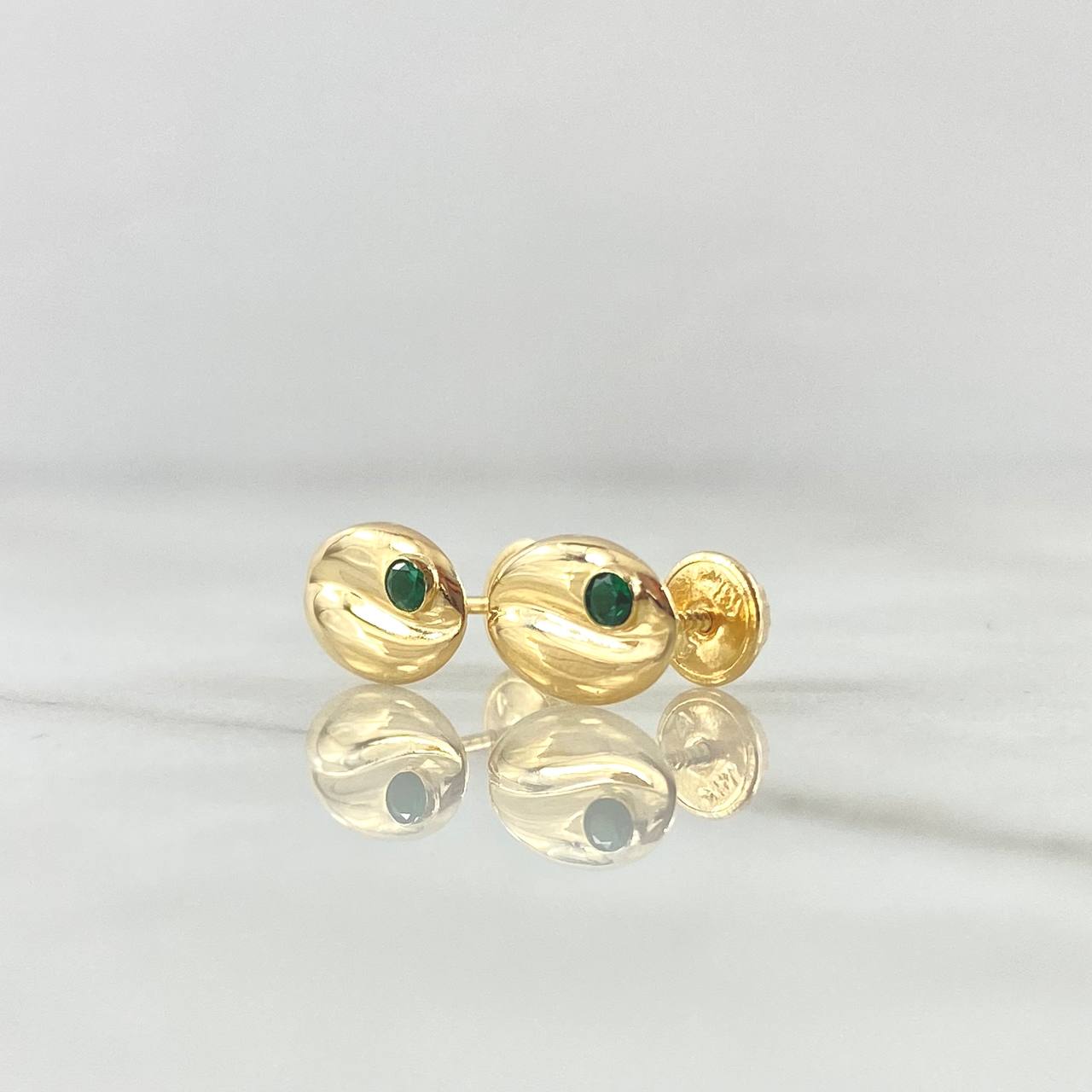 Topos Grano De Café 0.85gr / 1cm / Circon Verde Oro Amarillo 18K ©