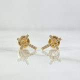 Topos Cruz Corazón 0.7gr / 9mm Circones Blancos Oro Amarillo 18K *