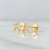 Topos Cruz Corazón 0.7gr / 9mm Circones Blancos Oro Amarillo 18K *