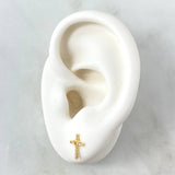Topos Cruz Corazon 0.75gr / 9mm Circones Blancos  Oro Amarillo 18K *