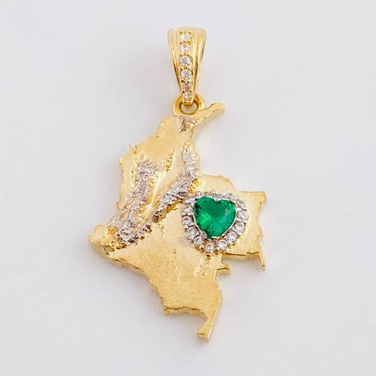 Dije Mapa de Colombia 3.05g / 3cm Dos Oros Amarillo Blanco 18K