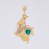 Dije Mapa de Colombia 3.05g / 3cm Dos Oros Amarillo Blanco 18K