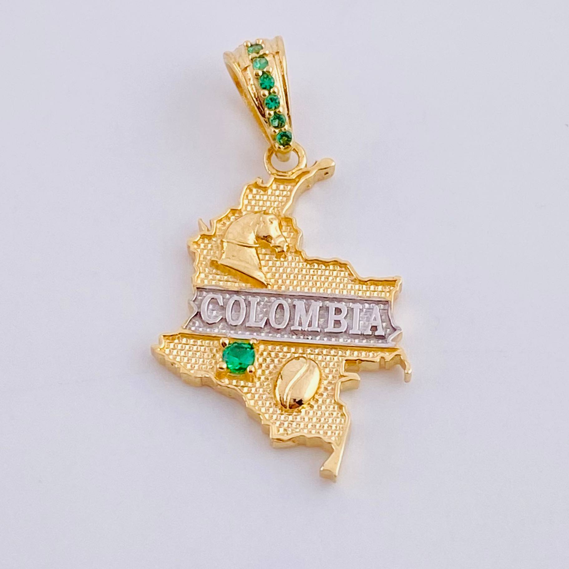 Dije Mapa de Colombia 2.3g / 2.9cm Dos Oros Amarillo Blanco 18K