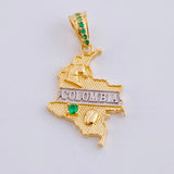 Dije Mapa Colombia 2.55g / 2.8cm Dos Oros Amarillo Blanco 18K