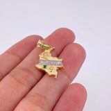 Dije Mapa Colombia 2.55g / 2.8cm Dos Oros Amarillo Blanco 18K