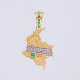 Dije Mapa Colombia 2.55g / 2.8cm Dos Oros Amarillo Blanco 18K