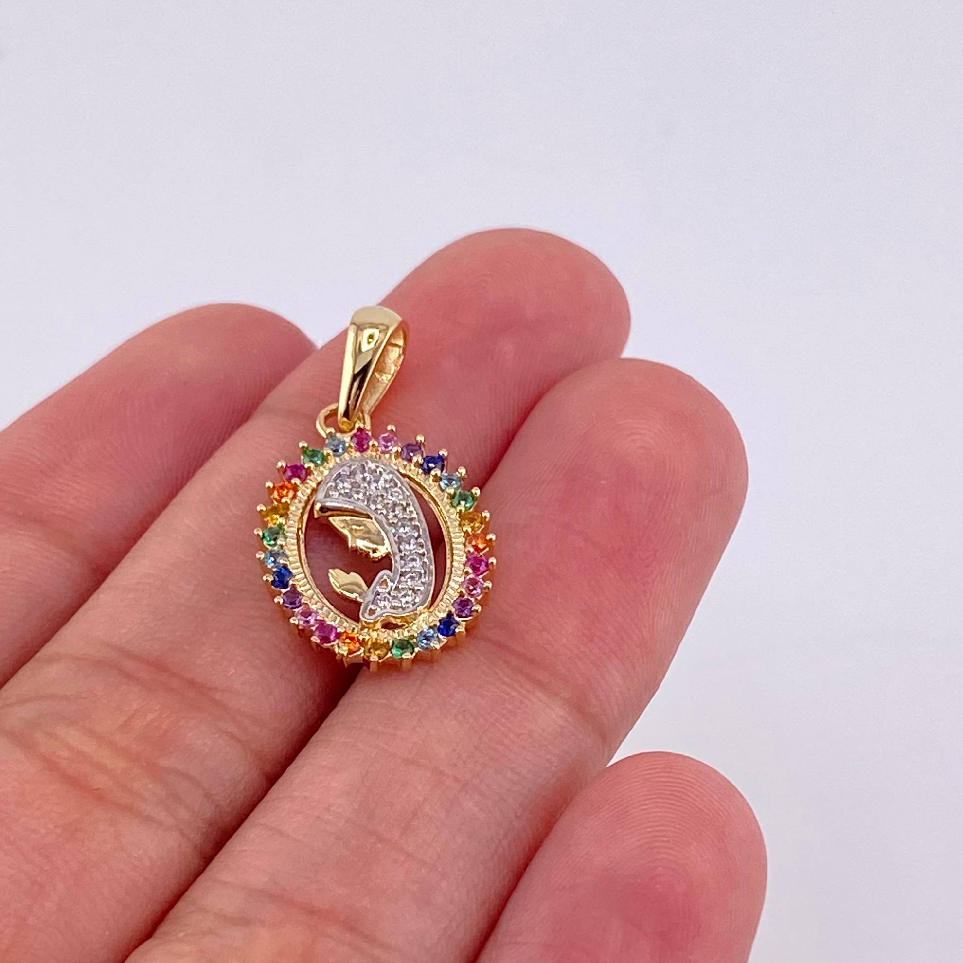 Dije Virgen Maria 1.85g / 2.5cm Dos Oros Amarillo Blanco 18K