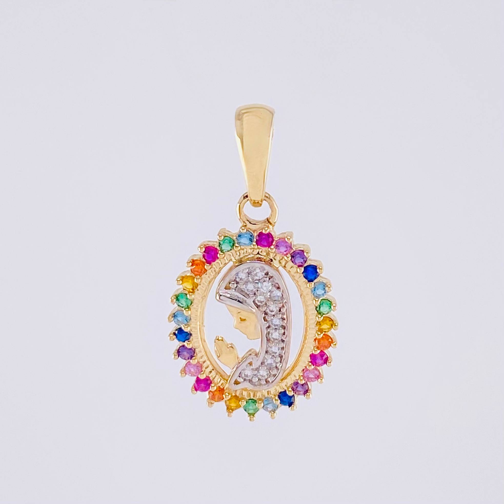 Dije Virgen Maria 1.85g / 2.5cm Dos Oros Amarillo Blanco 18K