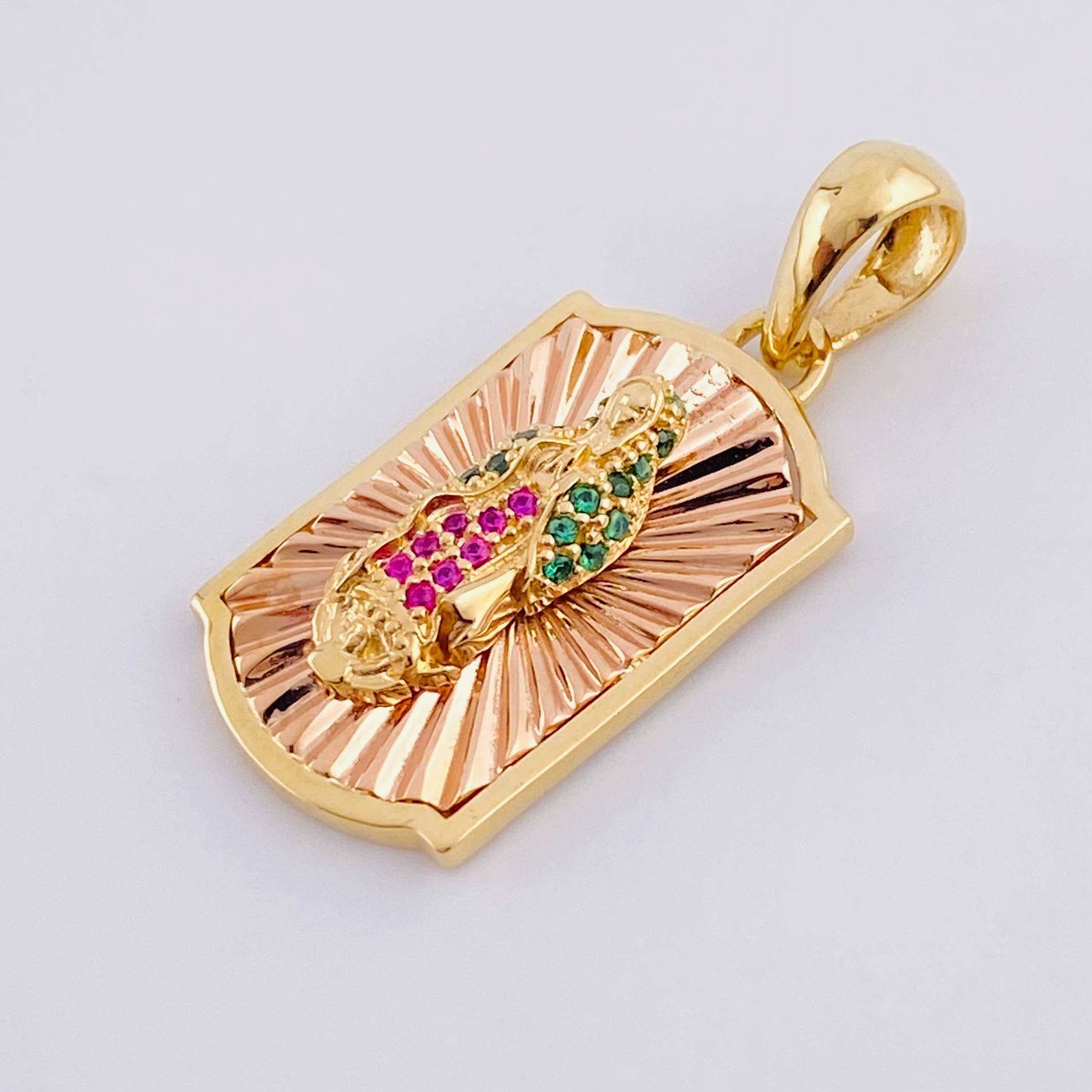 Dije Placa Virgen Guadalupe 4.95g / 3cm Dos Oros Amarillo Rosa 18K