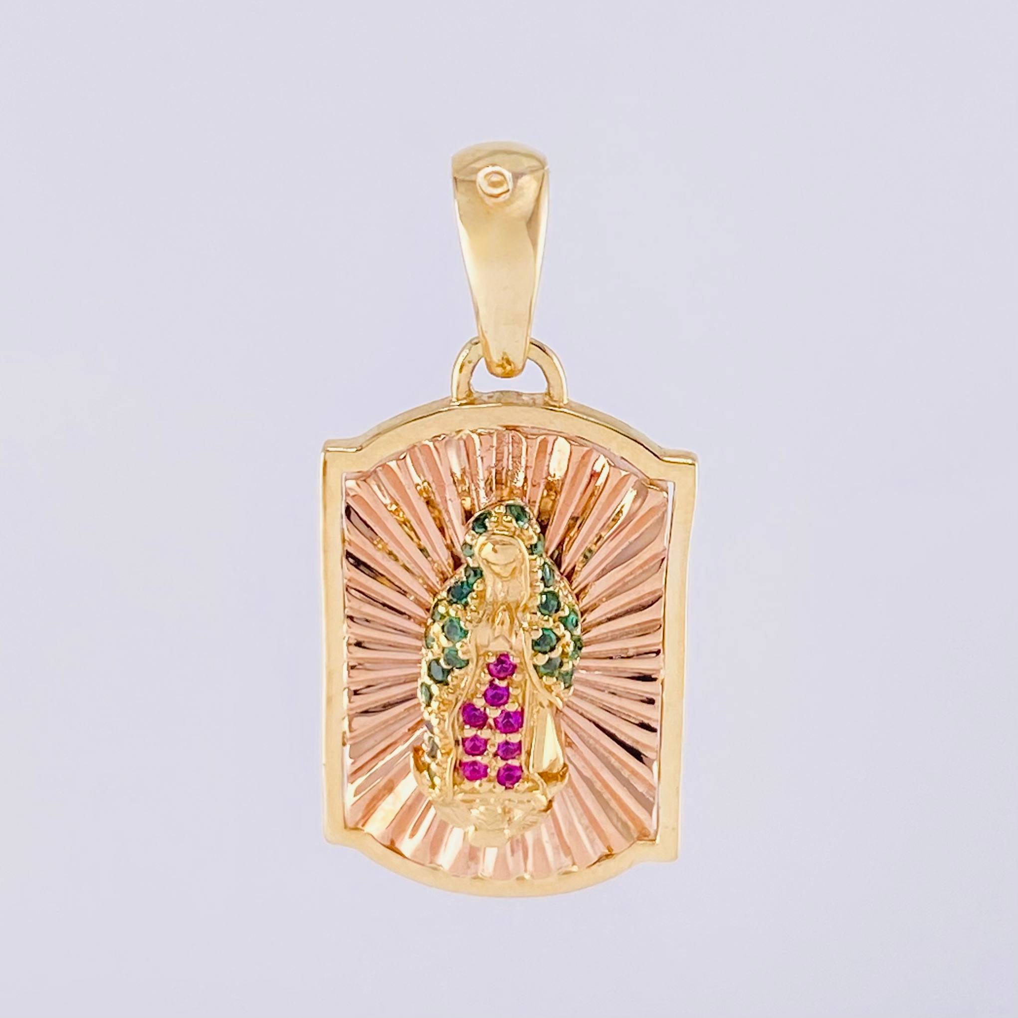 Dije Placa Virgen Guadalupe 4.95g / 3cm Dos Oros Amarillo Rosa 18K