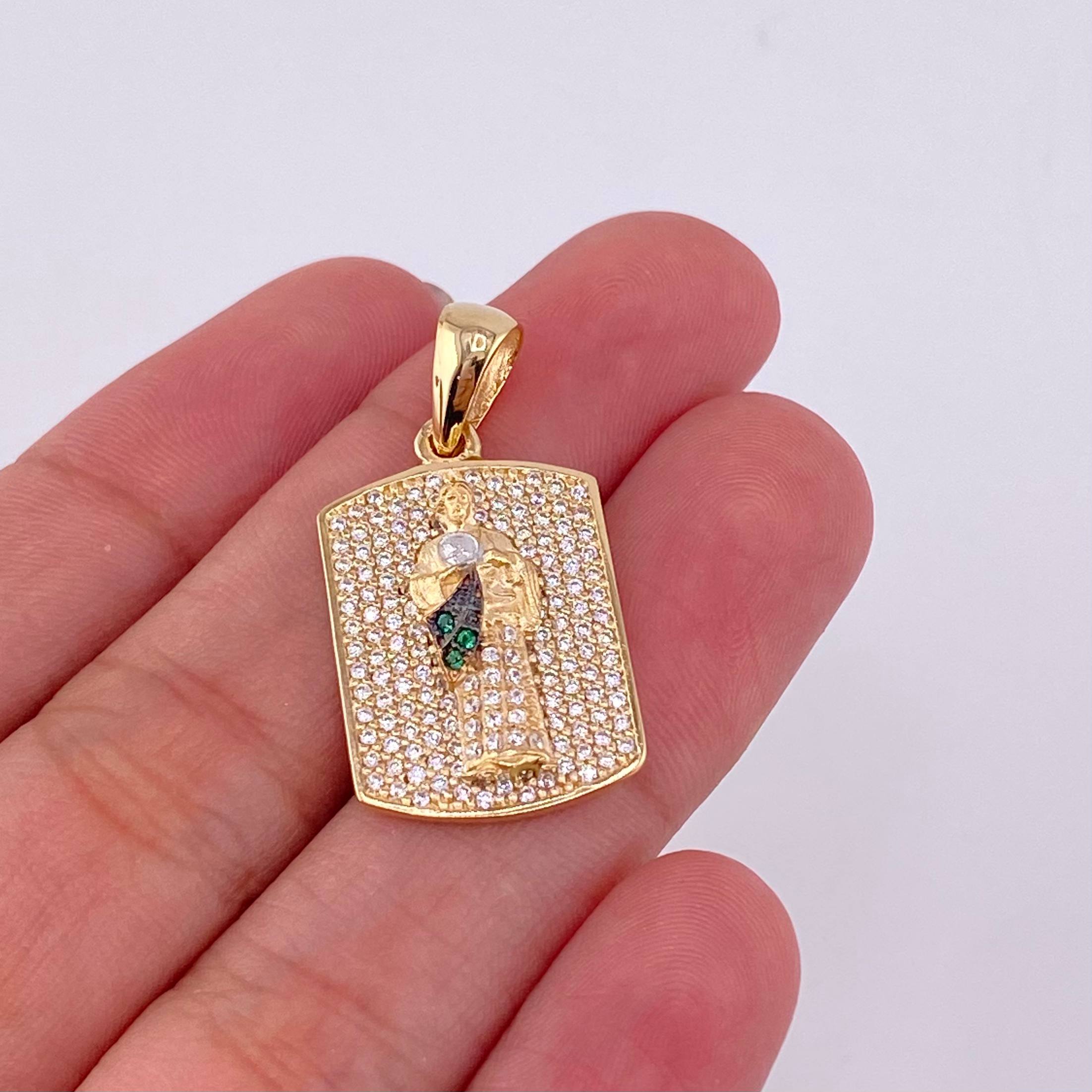 Dije Placa San Judas 4.95g / 3cm Dos Oros Amarillo Blanco 18K
