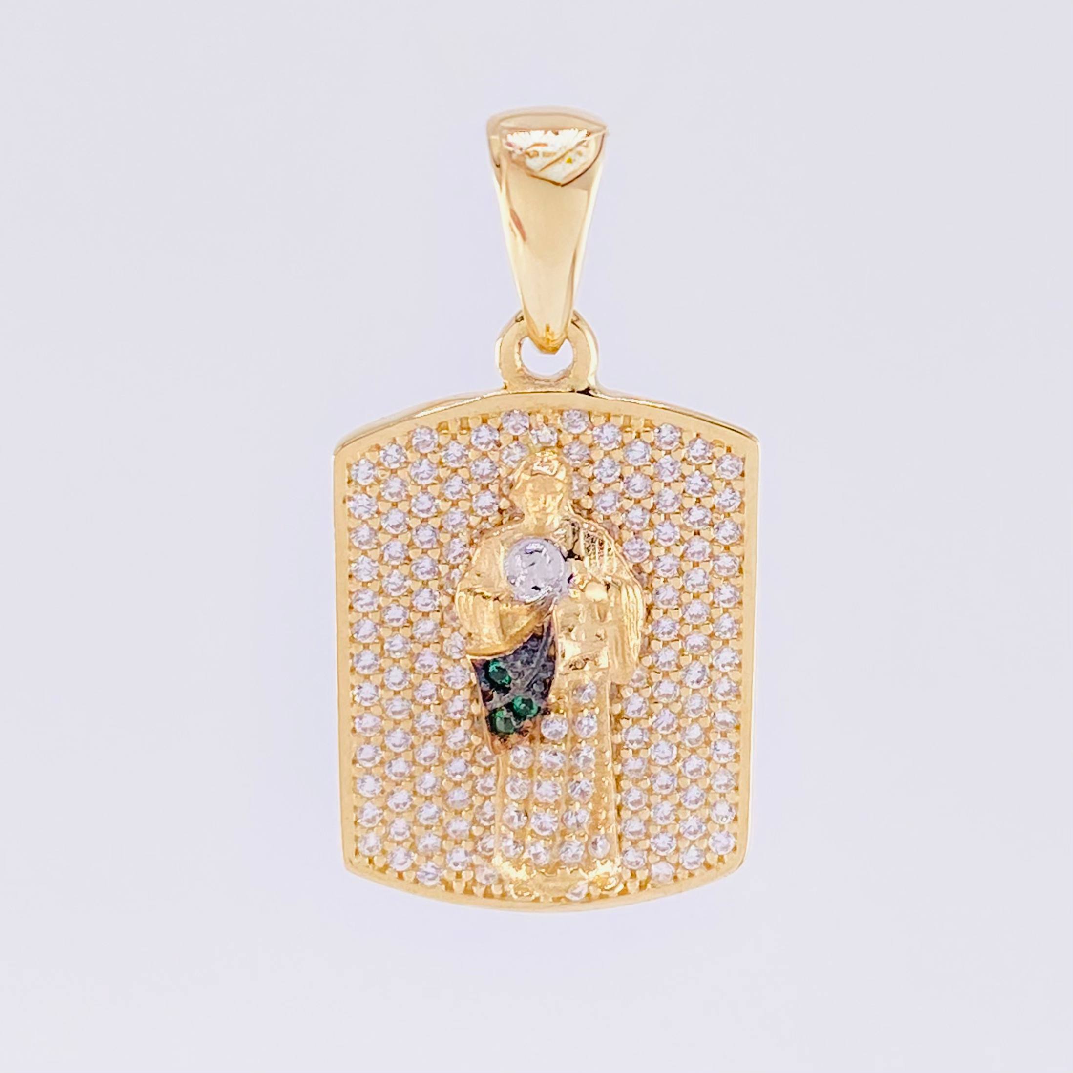 Dije Placa San Judas 4.95g / 3cm Dos Oros Amarillo Blanco 18K