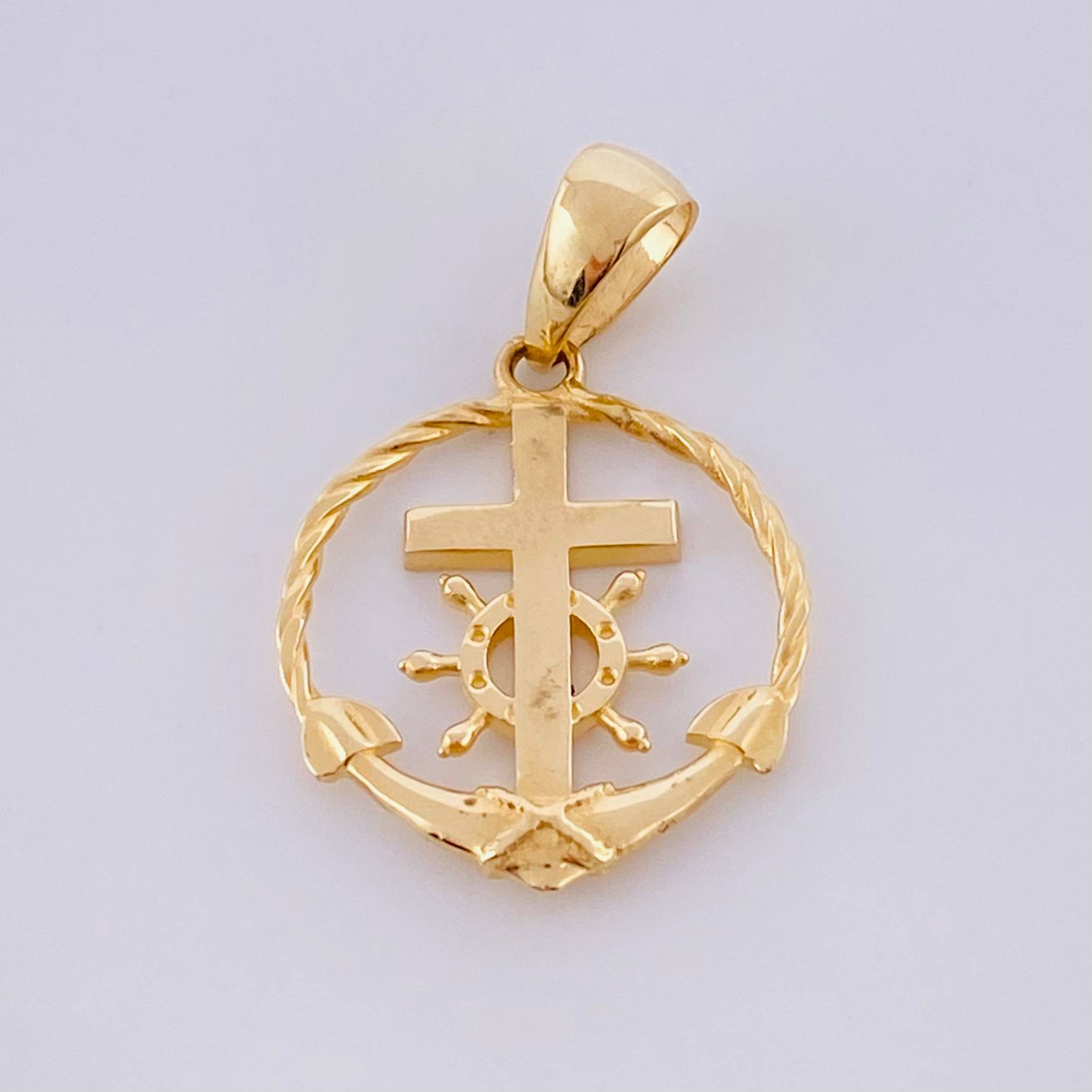 Dije Cruz Ancla Trenzada 2.45g / 3cm Oro Amarillo 18K