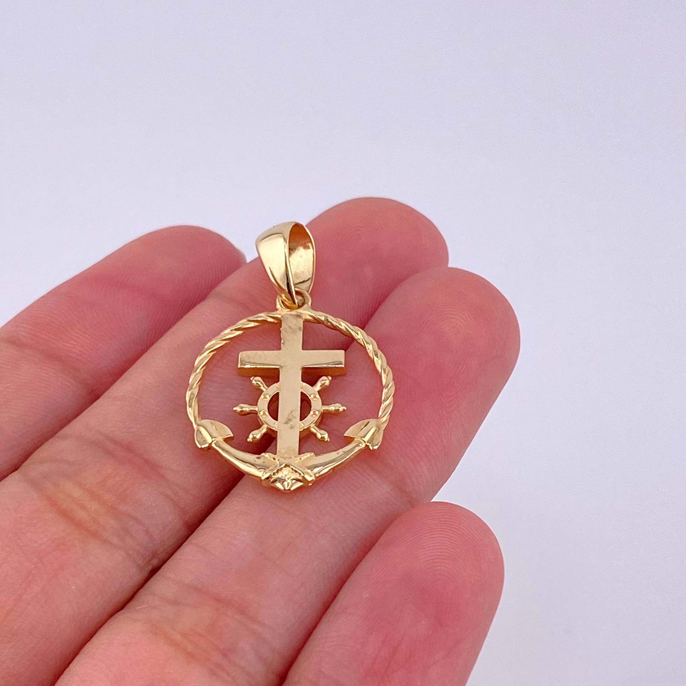 Dije Cruz Ancla Trenzada 2.45g / 3cm Oro Amarillo 18K