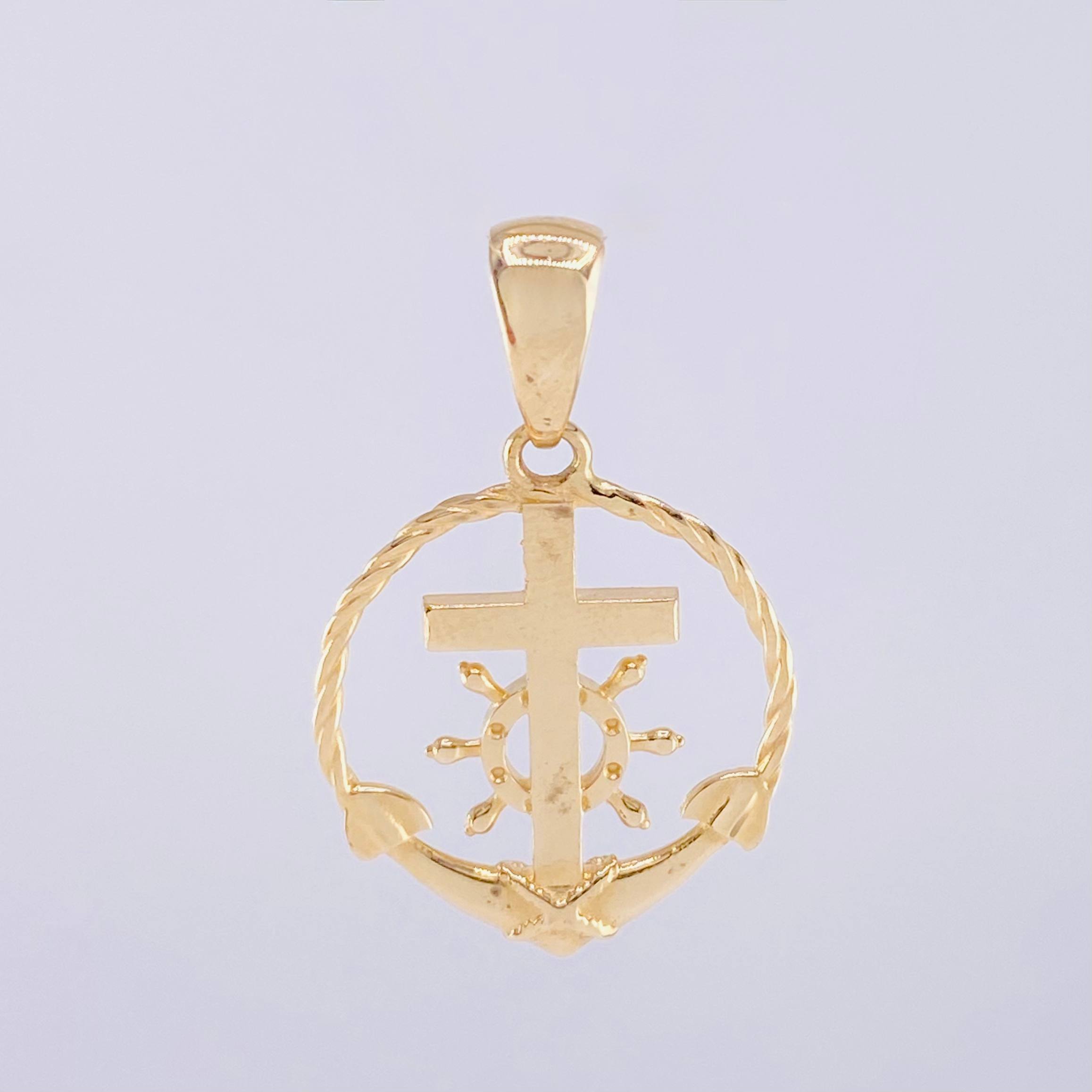 Dije Cruz Ancla Trenzada 2.45g / 3cm Oro Amarillo 18K