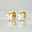 Topos Trebol 0.75gr / 6mm Borde Punteado Resina Blanca Oro Amarillo 18K ©