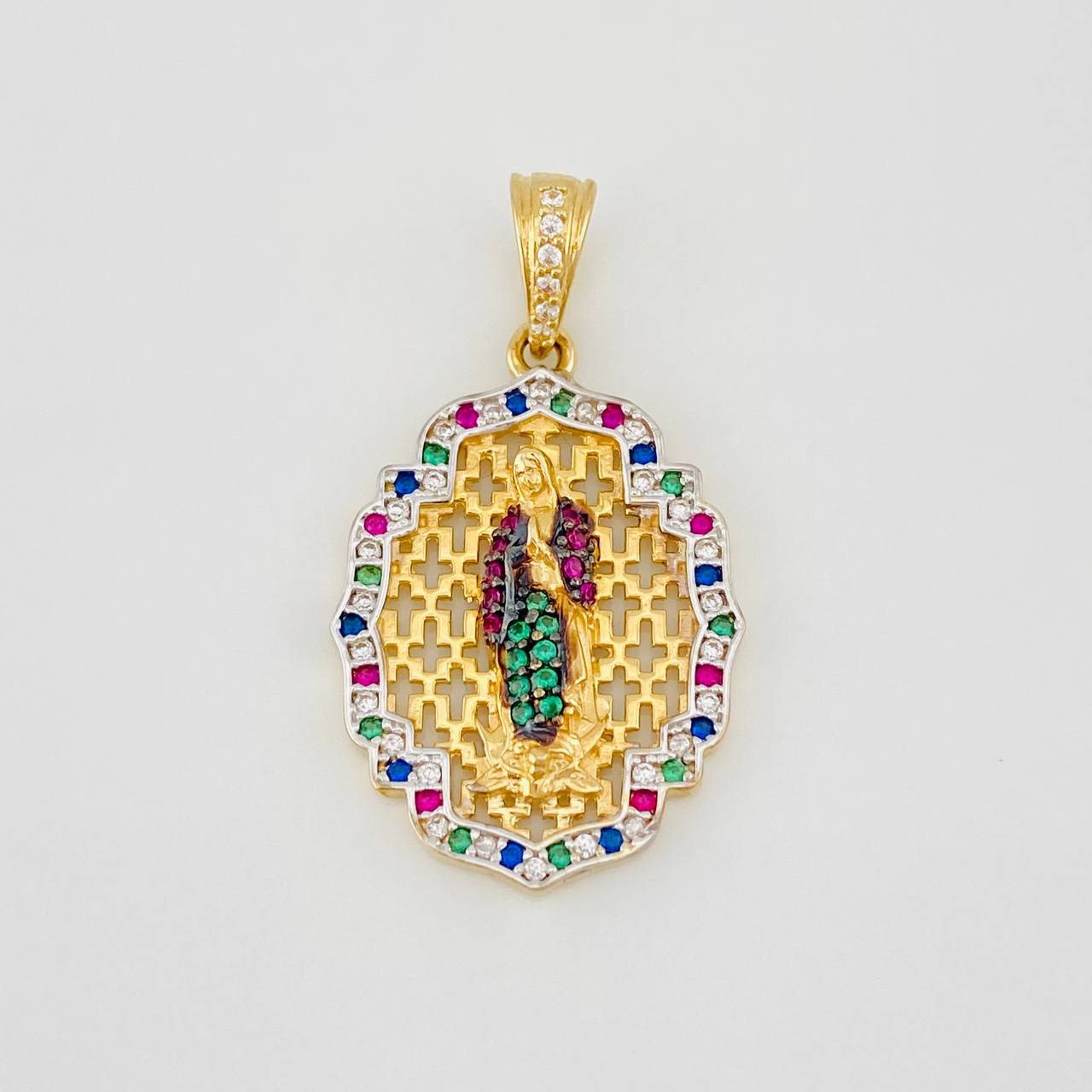 Dije Medalla Virgen de Guadalupe 3.7g / 3cm Dos Oros Amarillo Blanco 18K