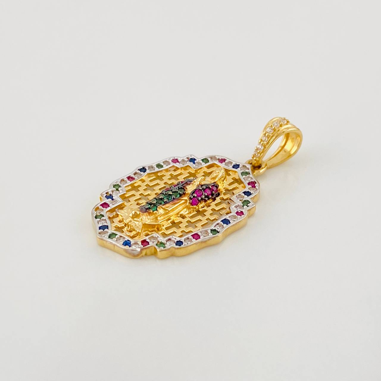 Dije Medalla Virgen de Guadalupe 3.7g / 3cm Dos Oros Amarillo Blanco 18K