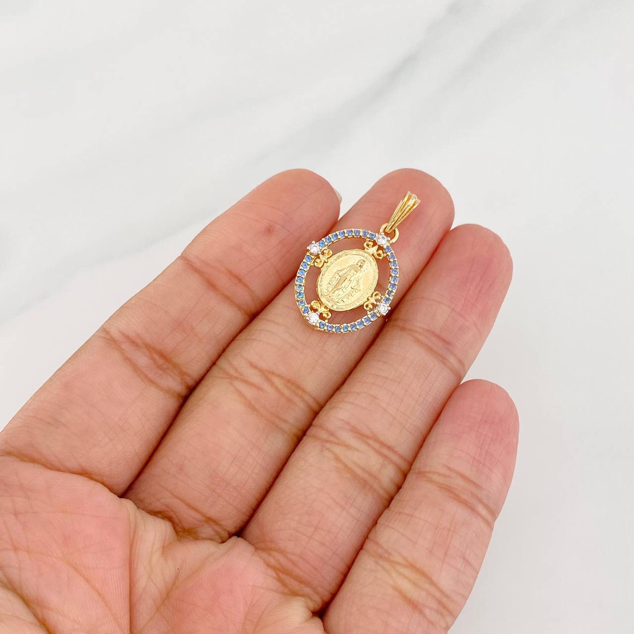 Dije Medalla Virgen Milagrosa 1.85g / 2.5cm Oro Amarillo 18K