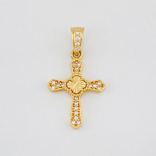 Dije Cruz Trebol 1.2g / 2.3cm Oro Amarillo 18K
