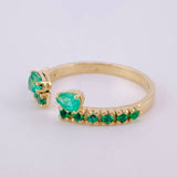 Anillo Doble Lagrima Esmeraldas 35pts 2.1gr / T6 1/4 / Oro Amarillo 18K ©