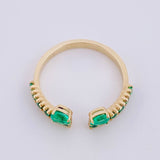 Anillo Doble Lagrima Esmeraldas 35pts 2.1gr / T6 1/4 / Oro Amarillo 18K ©