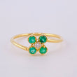 Anillo Trebol 4 Hojas Esmeraldas 15pts Diamantes 2pts 1.95gr / T7 / Oro Amarillo 18K ©